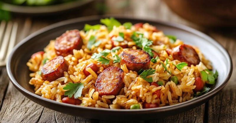 receita de arroz com linguiça